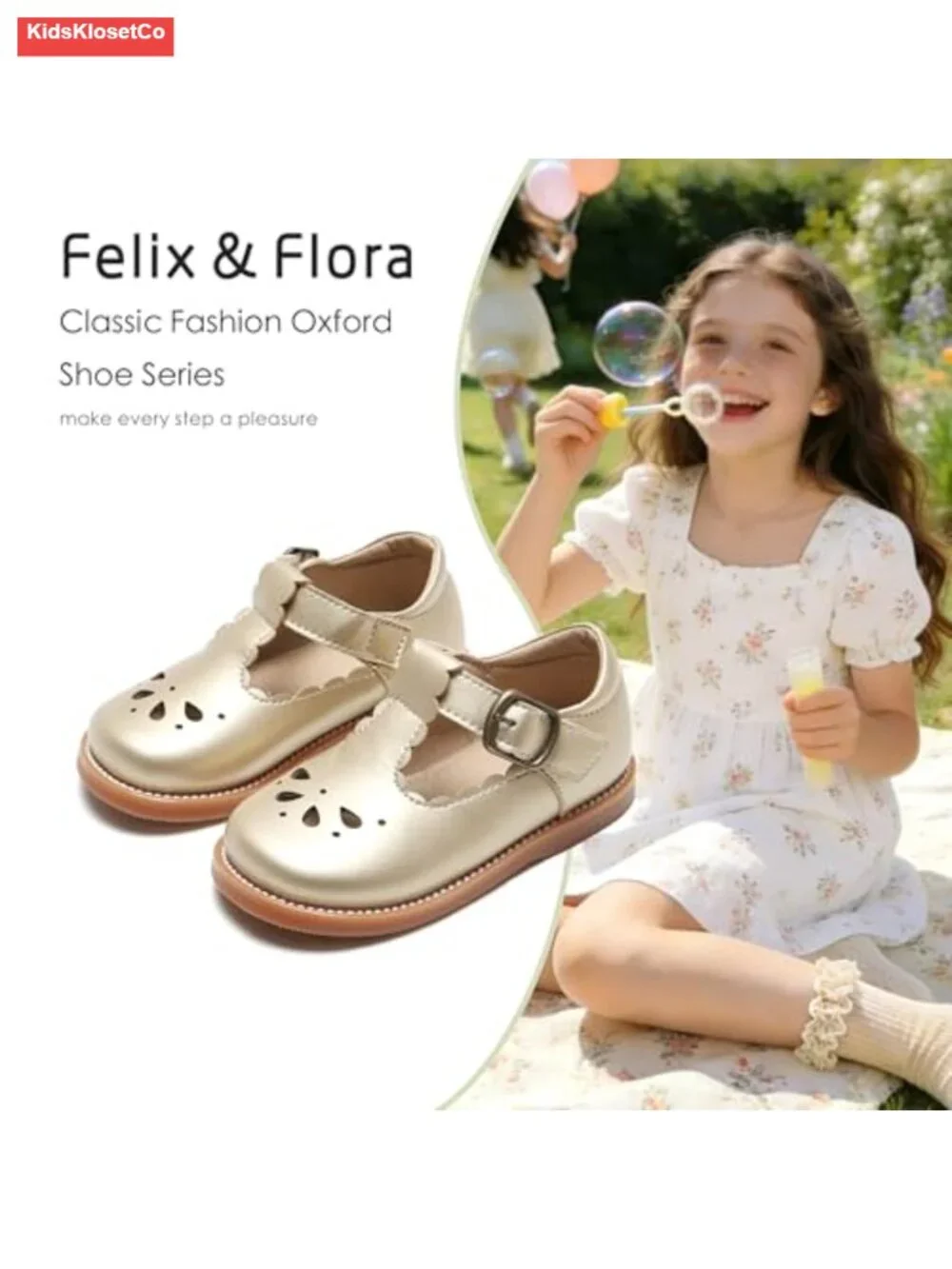 Toddler Mary Jane Dress Shoes Ballet Flats with Hook & Loop Closure